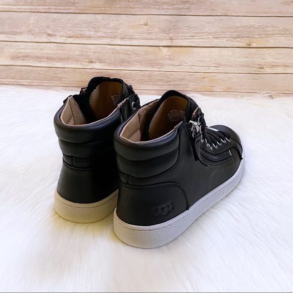 UGG Black Leather Olive High Top Sneaker - Picture 2 of 9